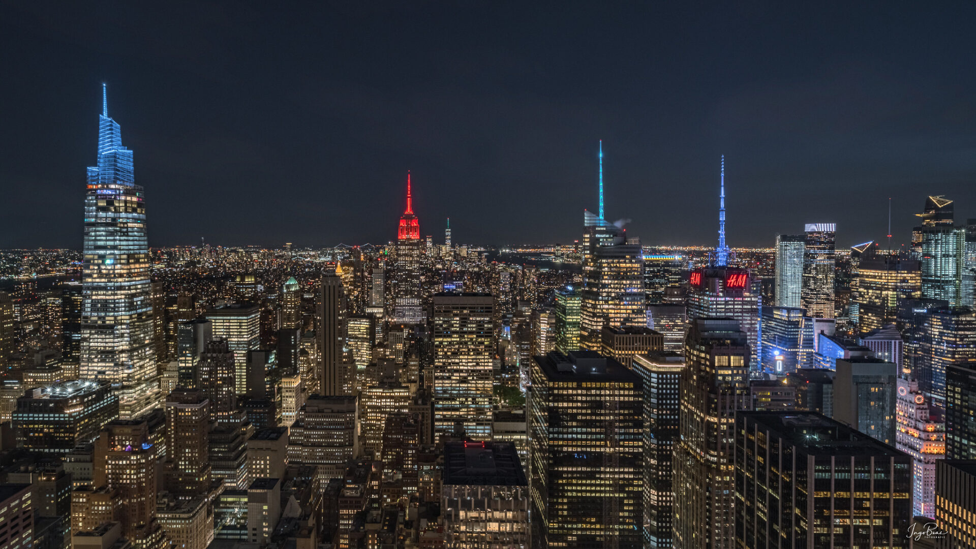 Foto von unserer letzten Fotoreise: Blick vom Rockefeller-Center nach Einbruch der Dunkelheit